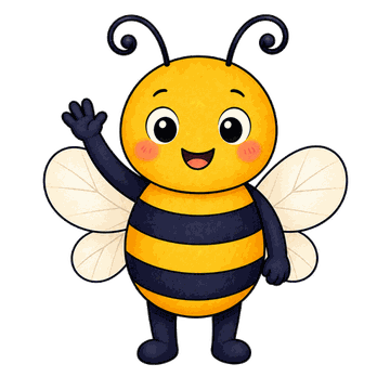 Luzabee the bee, waving