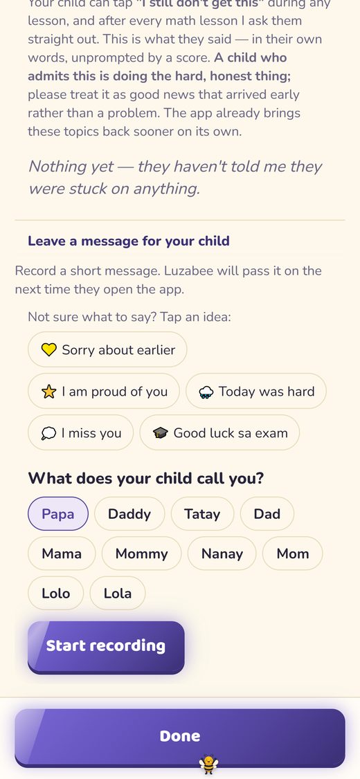 Parent Corner: Leave a message for your child